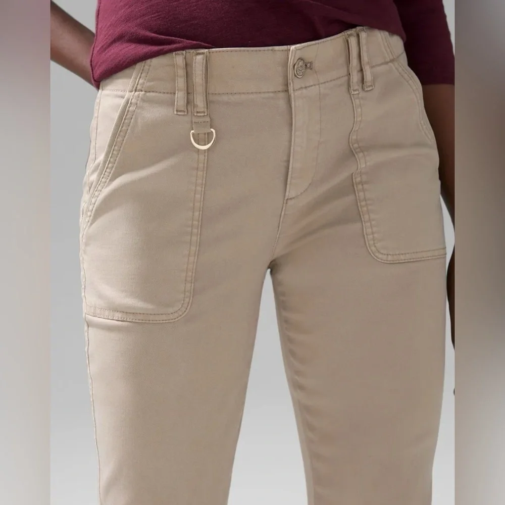 NWT new 14 WHBM mid rise everyday soft slim ankle utility pants sandstone tan